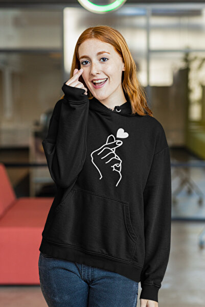 Surprise tekstil 3D Quality Hooded Printed K-Pop Heart Hand Sign Sweatshirt