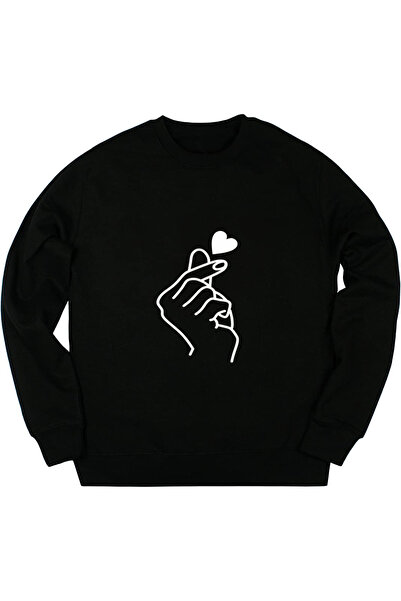 Surprise tekstil 3D качество унисекс Калп Ел Ишарети Heart Fingers суитшърт