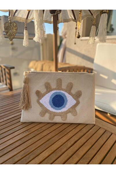 Bysemratarkan Göz desenli nakışlı clutch çanta