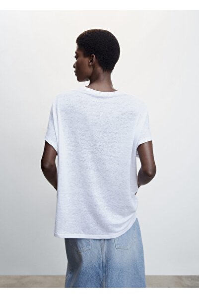 MANGO Woman T-Shirt 100% λινό