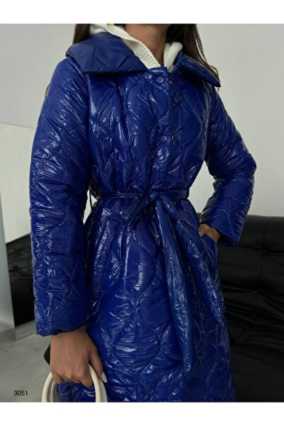 Dimalis Kadın Kemerli Rugan Şişme Maxi Mont