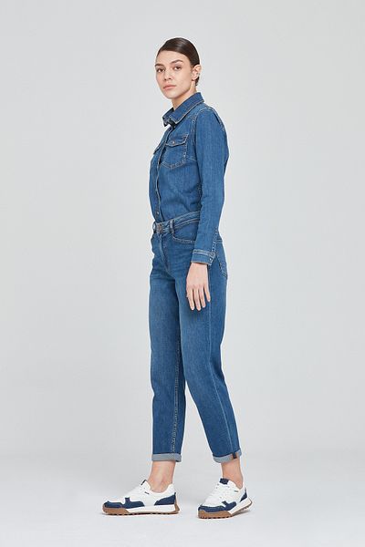 Pantamo Jeans Cămașă de blugi albastru învechit de nuanță medie Cămașă de blugi pentru femei