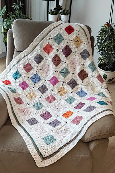 nftart.design صناديق ملونة محبوكة يدويًا وشال أريكة وبطانية تلفزيون وبطانية ل...