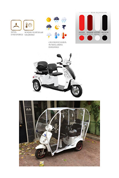 Motor Marketim Yuki Marka Çift Kişilik 3 Tekerli Motor Brandası - Beyaz