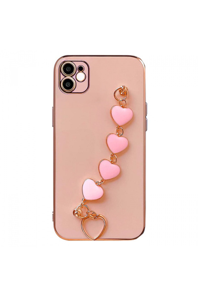 Ally Iphone 12 6.1inç Kılıf Kalp Bileklik Tutuculu Lüx Silikon Askılı Kılıf P...