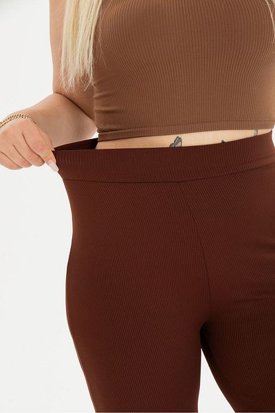 Swana Pantaloni de iarnă pentru femei, din bumbac calduros, mărimi mari, cu nervuri evazate