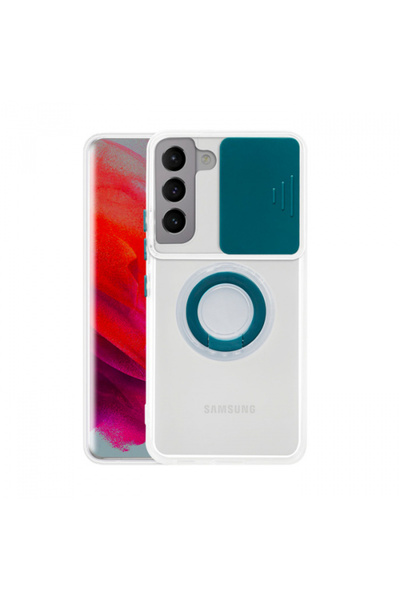 Ally SM Galaxy S21 Plus - S30 Plus Kılıf Sürgülü Kamera Lens Korumalı Yüzük S...