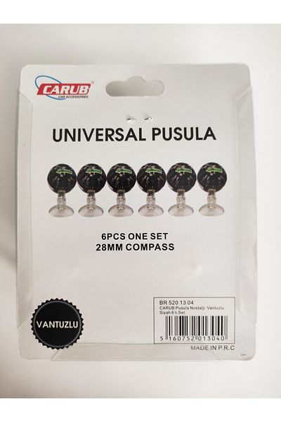 REPLAX Black Mini Size 6-Piece Compass Set with Suction Cup Inside Vehicle 28mm