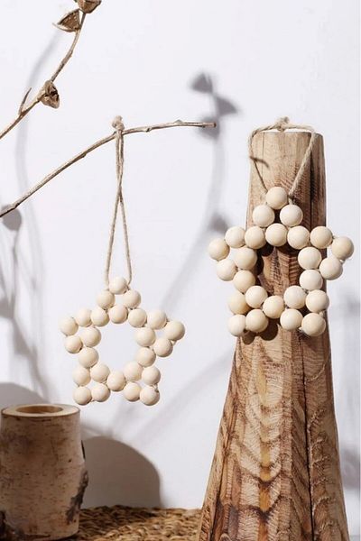 Emtory Home 2 Τεμάχια Διακοσμητικές Ξύλινες Χάντρες Αστέρι - Διακοσμητικό Στολίδι