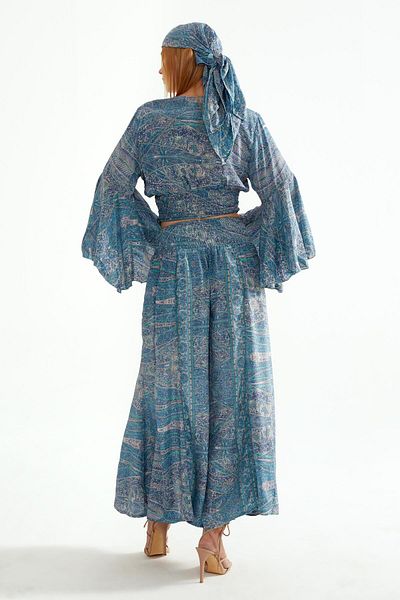 ASUDAN Gathered Silk Trouser Skirt