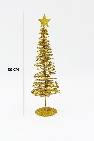 Yusuf Dirik YD Party Supplies New Year's Table Decorative Pine Tree Glitter Gold Color Thin Wire 30 cm