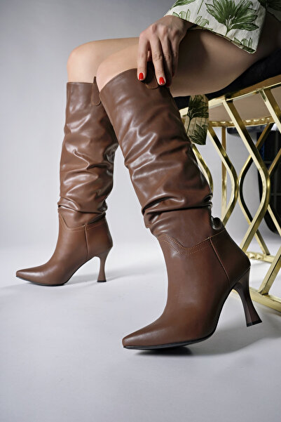 Riccon Bhelzilo Dámské kozačky na podpatku 00128511 Tan Skin