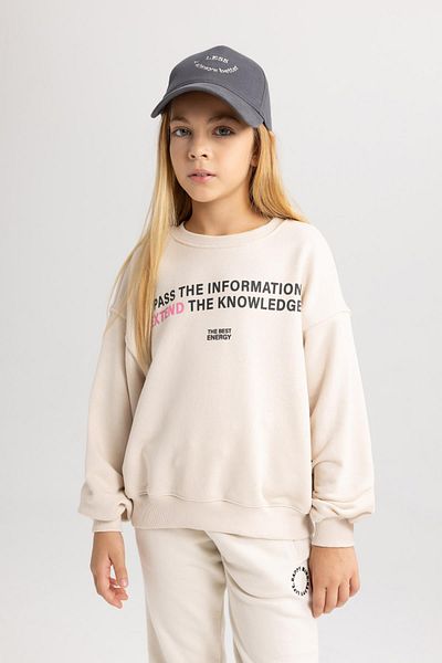 DeFacto Girl's Oversize Fit Printed Sweatshirt A7426A823Au