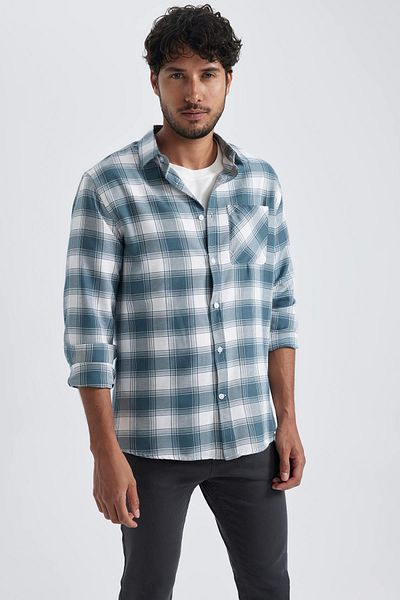 DeFacto Modern Fit Checkered Long Sleeve Shirt U8729az23au