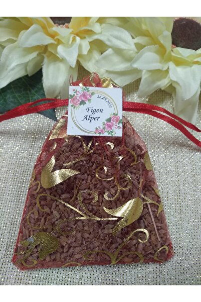 Murat Süs Kırmızı Lavanta Kesesi 50 Adet Nikah Şekeri Hediyeliği