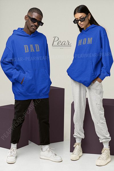 Pear Wear Φούτερ με στάμπα MOM DAD για ζευγάρια Mother Father Φούτερ Unisex Oversize Lover Team Hoodie