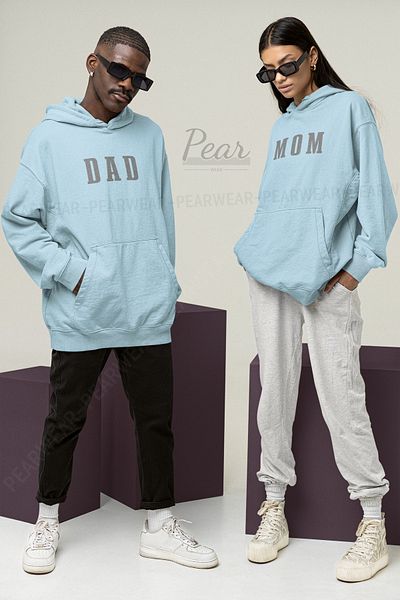Pear Wear Φούτερ με στάμπα MOM DAD για ζευγάρια Mother Father Φούτερ Unisex Oversize Lover Team Hoodie