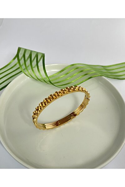 Gess Rolex Model Paslanmaz Kararmaz Çelik Üzeri Altın Kaplama Kelepçe(19 CM)