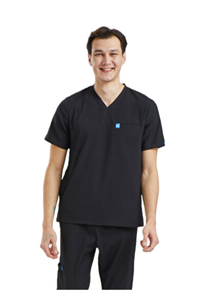 Wio Uniform Zazel - Erkek Likralı Siyah Doktor Hemşire Cerrahi Medikal Ünifor...