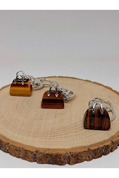 Yasamtohumu Breloc/ pandantiv în formă de geantă cu piatră ochi de tigru