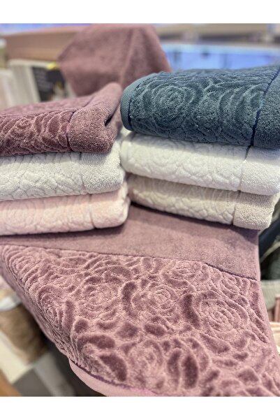 Nurpak Sevgi 50x90 Partial Velvet 6-Piece Towel Set
