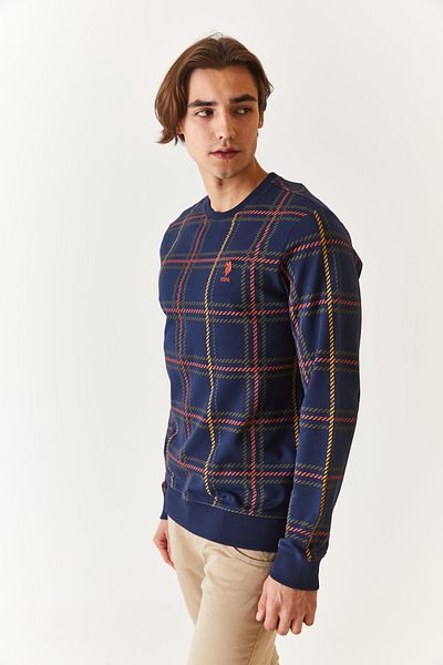 U.S. Polo Assn. Η.Π.Α. Polo Assn. Ανδρικό φούτερ από 100% βαμβάκι Navy Blue με λαιμόκοψη 1668626