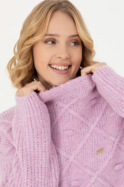 U.S. Polo Assn. BAZA. Polo Assn. Pulover de damă cu guler înalt liliac-melange 1660068