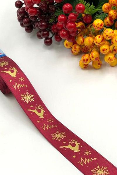 GÜLSEMALİ New Year Welcome 2023 Christmas New Year, Decor Packaging Buckle Satin Printed Ribbon 10 Mt