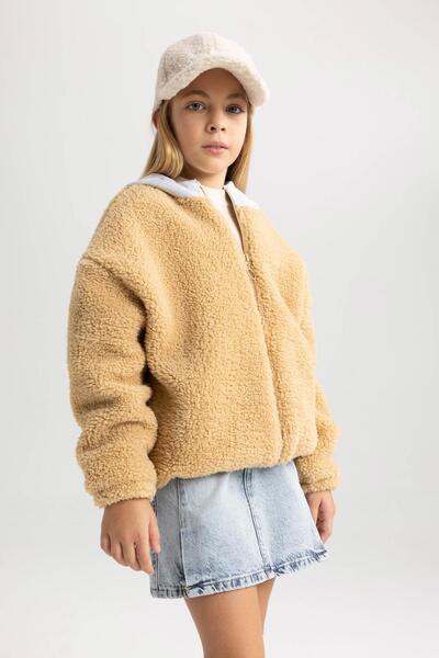 DeFacto Girl's Hooded Plush Cardigan A7777a823au
