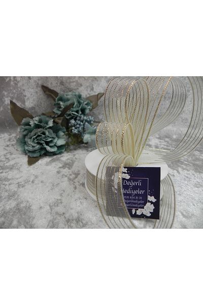 GÜLSEMALİ 2.5 CM 6 WAY GOLD STRIP RIBBON 20 MT