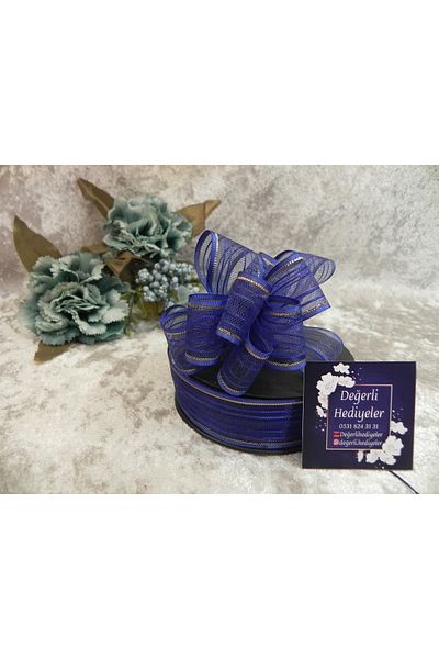 GÜLSEMALİ 2,5 CM albastru GÜLBANT MUSSELINĂ 20 MT.