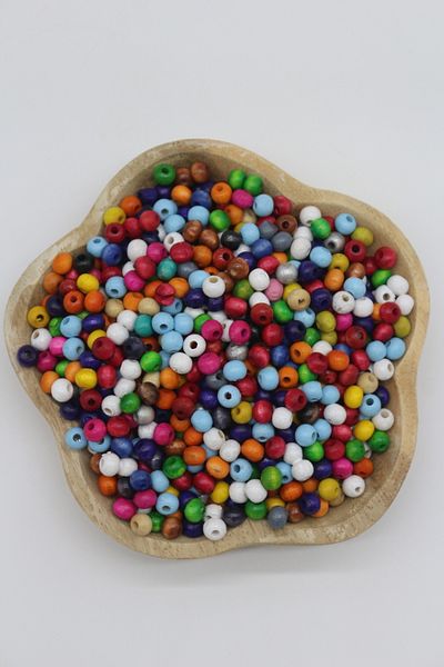 Hobimos 6-7mm Mixed Color Wooden Beads Small Size Wooden Beads
