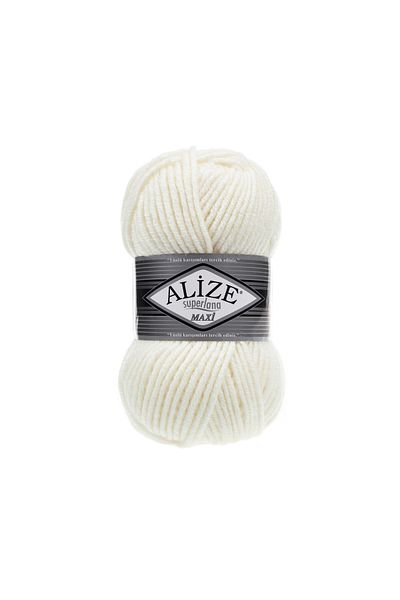 Alize Superlana Maxi 25% μαλλί - 75% ακρυλικό / 100 gr - 100 M Weft Beanie για πλέξιμο 062 Κρέμα