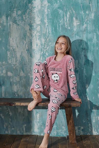 Pijamaevi Powder Relax Panda mintás lány plüss pizsama szett