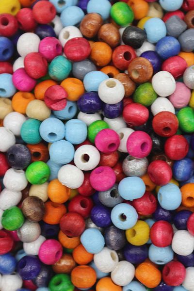 Hobimos 6-7mm Mixed Color Wooden Beads Small Size Wooden Beads