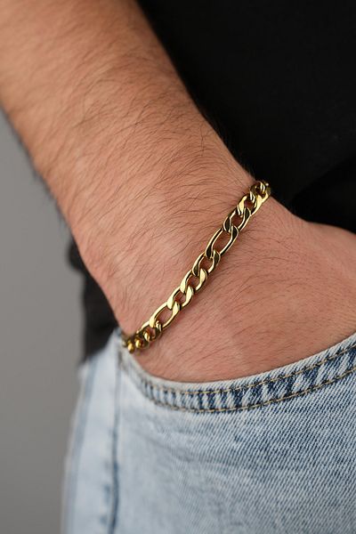 Jack Ferrero Men's Leather Bracelet Steel Lock Does Not Fade Color