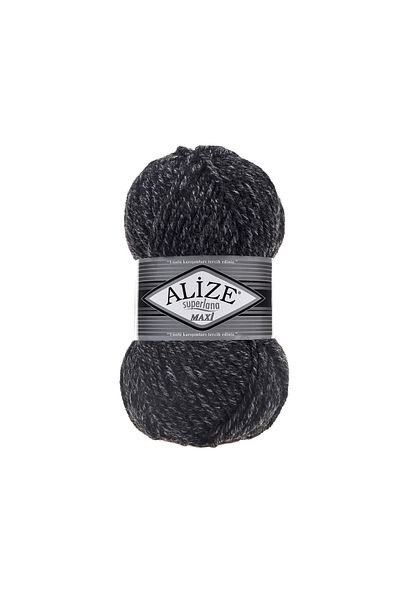 Alize Superlana Maxi 25% Wool - 75% Acrylic / 100 gr - 100 M Scarf 800 Jaspe Anthracite for Knitting Beanie