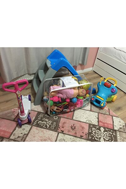 Dekals Şeffaf Kulplu Pvc Poşet Oyuncak Saklama Düzenleme Poşeti Oyuncak Hurcu 64x45x30cm