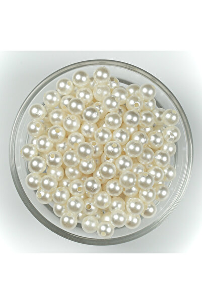 yfhobi 500 gram - 8 mm KREM RENK İNCİ BONCUK, PLASTİK İNCİ BONCUK, ( 1600 - 1...