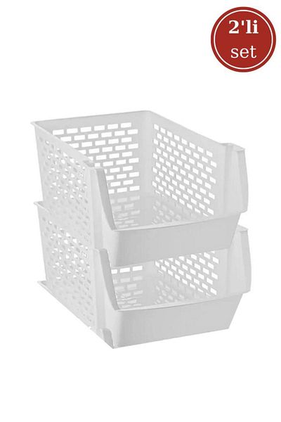 Flosoft 2 Tiers Detachable Kitchen Bathroom Shelf Organizer, Refrigerator Organizer, Collector Basket 2 Pieces