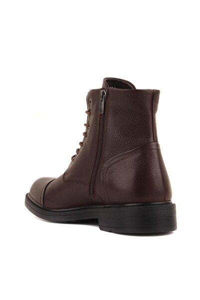 SailLakers - Καφέ δερμάτινες ανδρικές μπότες με φερμουάρ 102-3507-121K