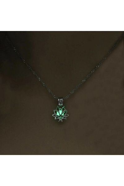AlpCollection Lotus Flower Luminous Necklace That Glows in the Dark at Night