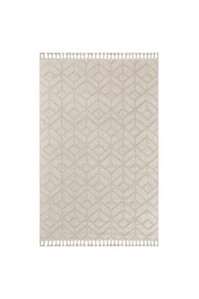 Halıstores Bohem Etnik Desenli Krem İskandinav Makine Halısı Bukle Bh 01