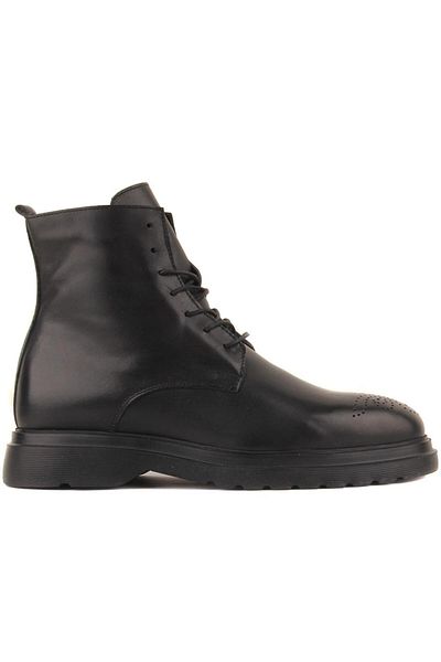 SailLakers - Black Leather Lace-up Zippered Men's Boots