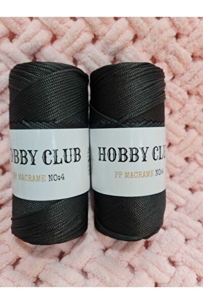 hobby club [ 2 Adet 4no 200 Gr] Polyester Makrome Siyah Orta Kalın Supla Ve Ç...