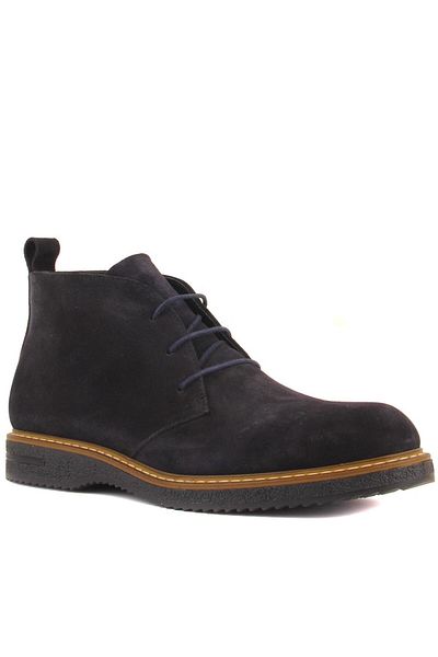SailLakers - Navy Blue Suede Leather Lace-Up Men's Boots