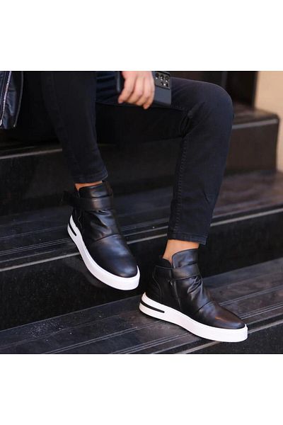 SailLakers - Black Leather Men's Boots