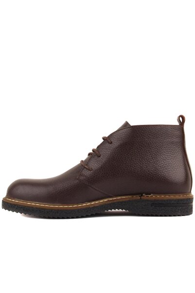 SailLakers - Καφέ δερμάτινες ανδρικές μπότες με κορδόνια 102-9065-21750