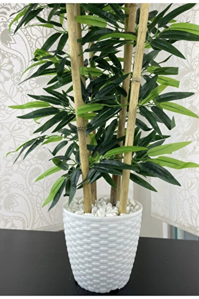 seazde PoliWork 2 Adet Kamelya Rattan Saksı 28 Cm Beyaz 11 Lt