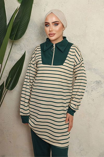 benguen 3468 Hijab-Doppelanzug Grün